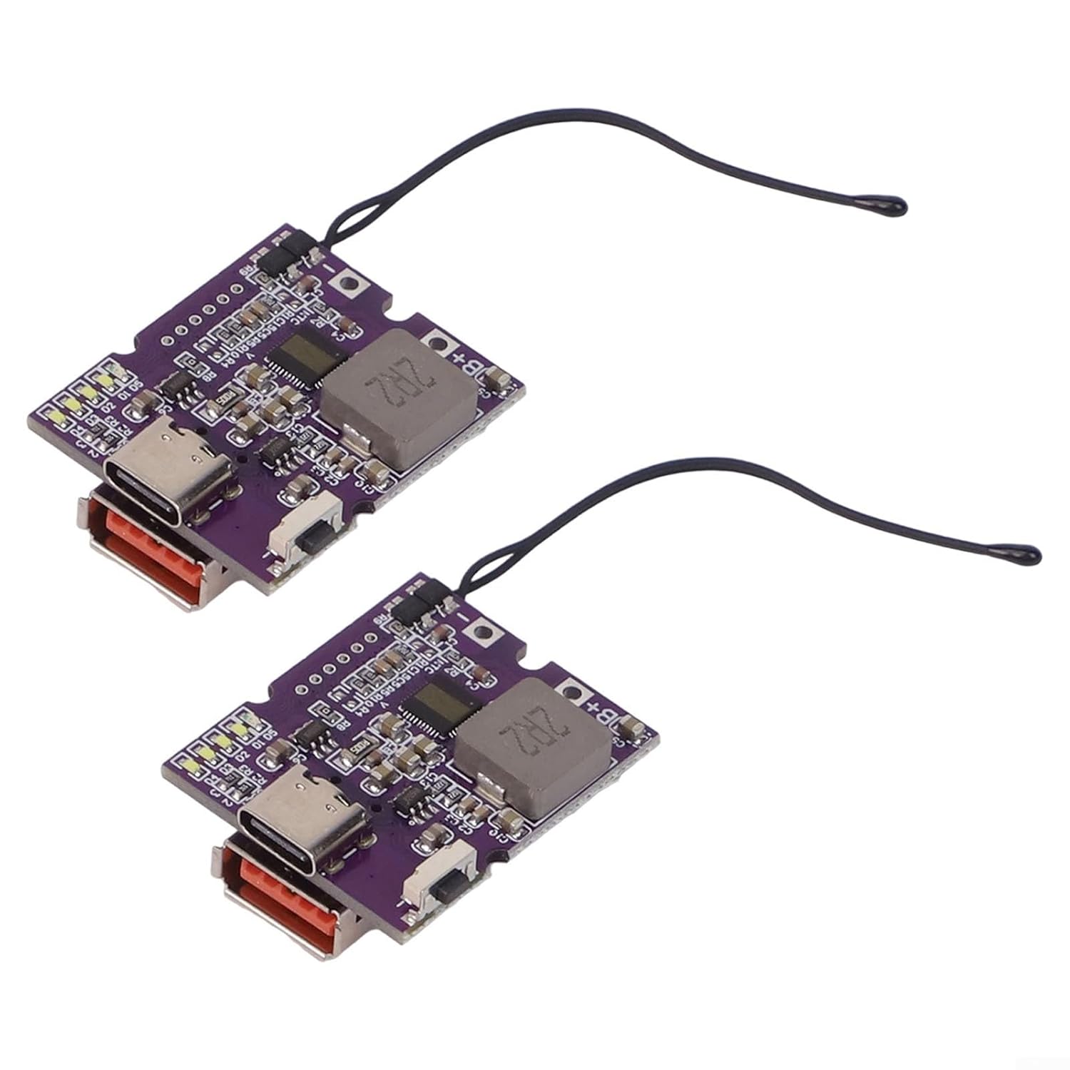 2pcs 22 5W Fast Charging Power Bank Module with Digital Display Compatible with 3 7V 21700 Batteries Supports