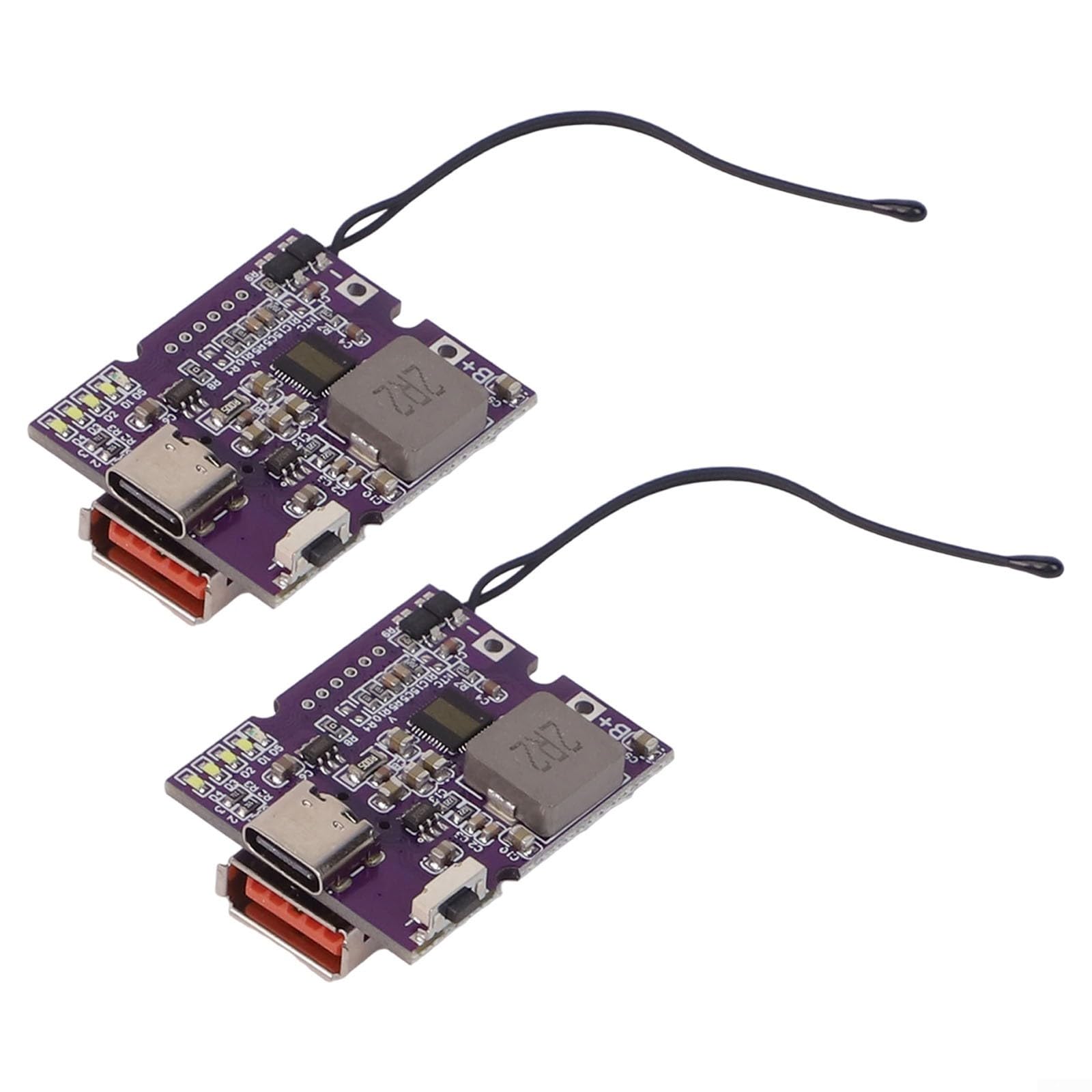 2pcs 22 5W Fast Charging Power Bank Module with Digital Display Compatible with 3 7V 21700 Batteries Supports