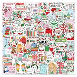 Paquete de 107 calcomanías de Navidad, calcomanías de vinilo impermeables para botellas de agua, laptop, tarjetas, álbumes de recortes, regalos, diario, regalos de fiesta de Navidad, rellenos de
