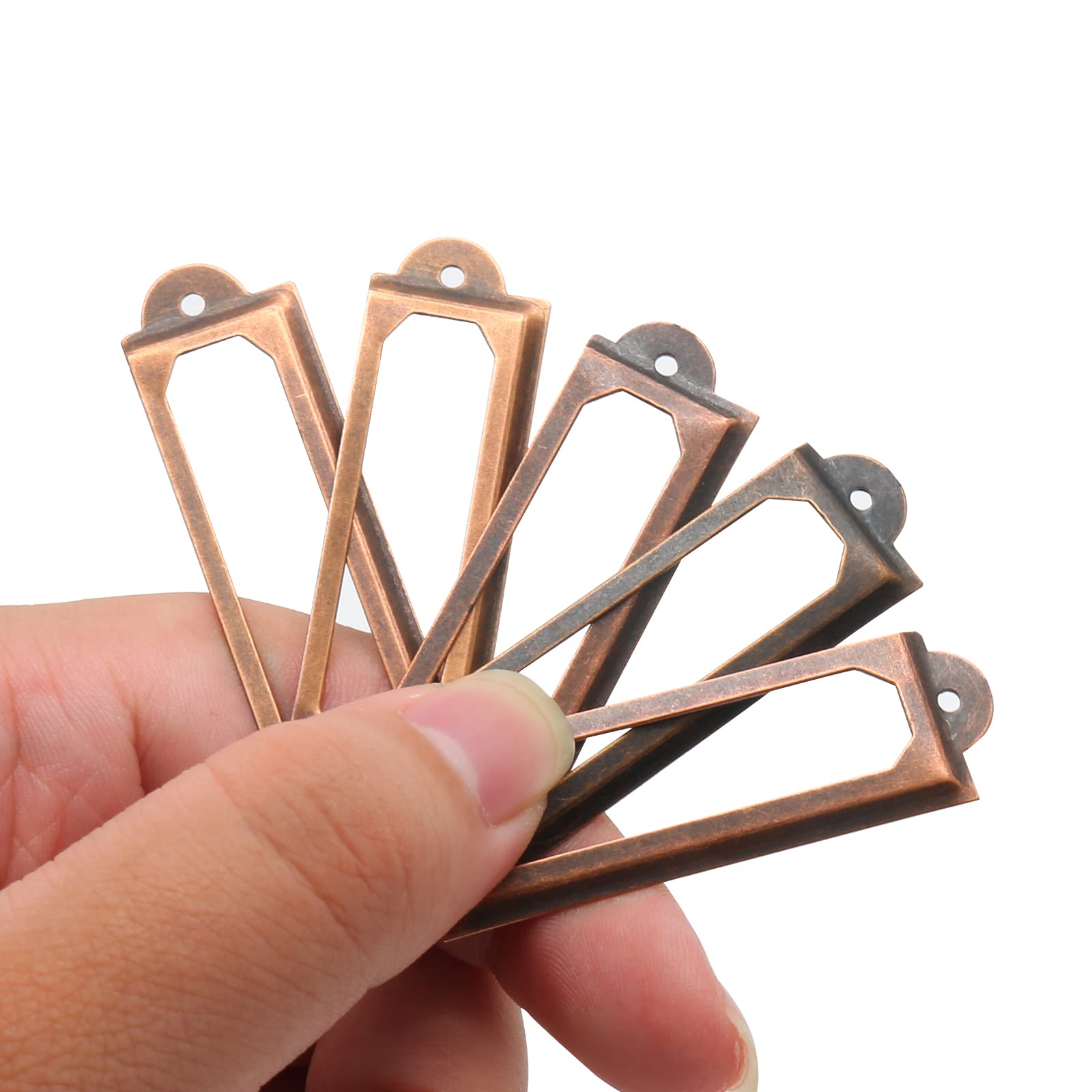 30 Cadres Étiquettes Porte Métal Bronze Avec Vis - Poignée Tiroir Vintage 70x30 Mm Pour Meubles