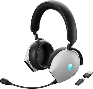 Alienware AW920H Tri-Mode Wireless Gaming Headset - Dolby Atmos Virtual Surround Sound, Active Noise Cancelling, AI-Driven Noise-Cancelling Microphone, USB-C Wireless Dongle - Lunar Light (Renewed)