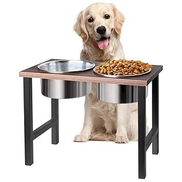 AISHN Elevated Dog Pet Feeder, Double Bowl Raised Iron Stand, Comes with Two Stainless Steel Bowls, Perfect for Dogs