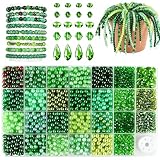 1200 Pcs Perles en verre vert facettées, 2-10mm...