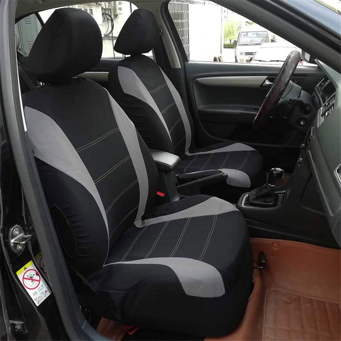 Housse de Siège Auto Universelle 5 et 7 Places Coussins pour Siège Voiture,Auto Protecteur de Siège, Couvre Siège Voiture, Siège de Housse de Voiture,Gris Noir,2 * Places Avant