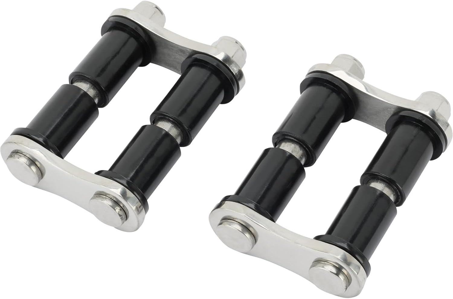 Speedway Motors 2-1/4 Inch Wide Nylon Leaf Spring Shackle Kit, Plain Zinc Finish Steel Shackles with 1-1/2 Inch Center Spacing and 3/4 Inch Nylon Bushings, Pair