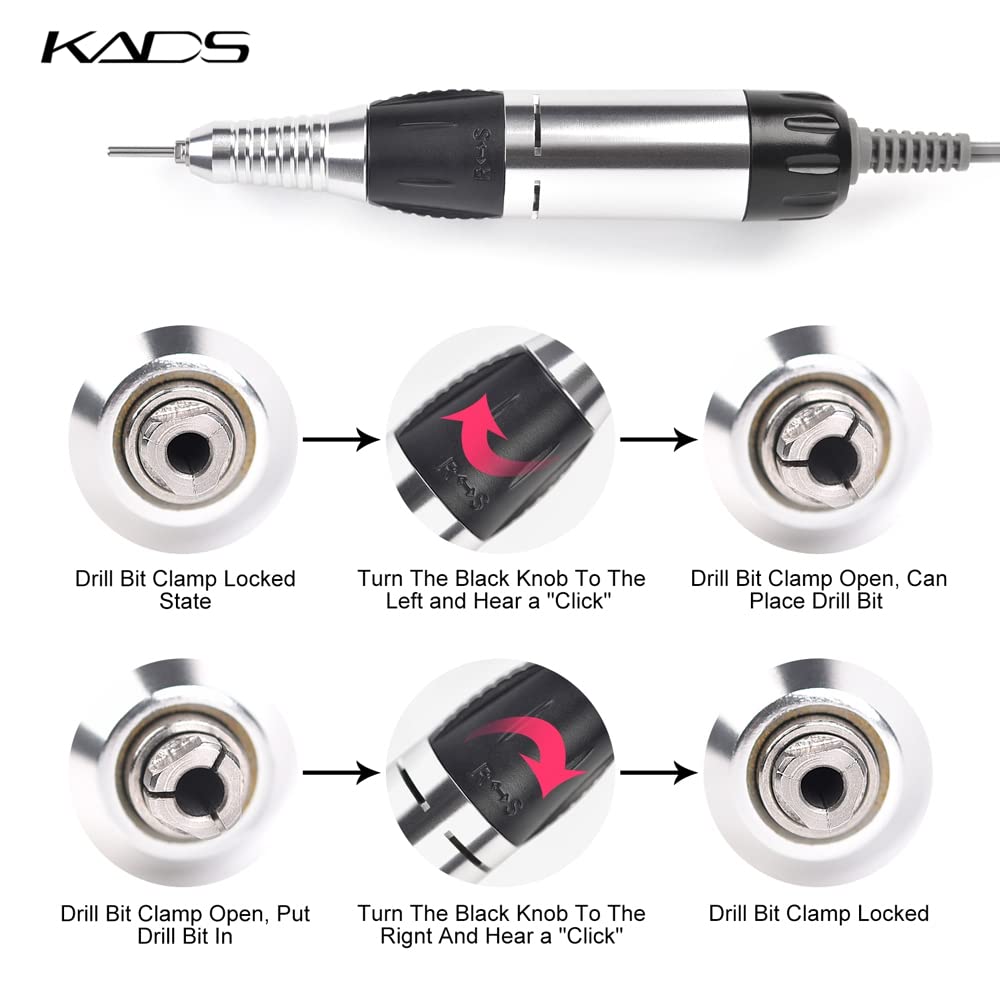 KADS 30000RPM Professional Nail Drill Machine Electric Nail File Manicure Pedicure Drill Acrylic Nails Tools (110V US Plug)