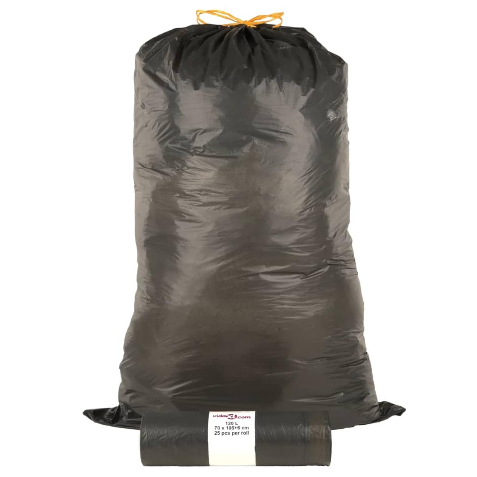 Bolsas de basura con cordones, 250 unidades, 120 L, color negro
