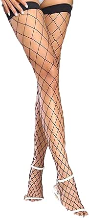 Bas Résille Grande Taille Yummy Bee - Haut Dentelle Rouge, Pour Porte-jarretelles