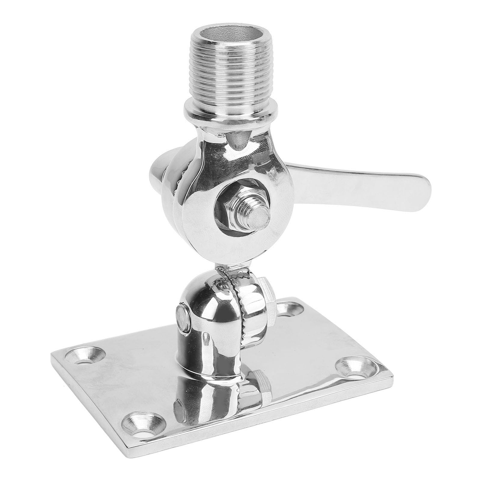 Marine VHF Mount - Polished 316 Stainless Steel Base for 1 Inch Boat Antennas