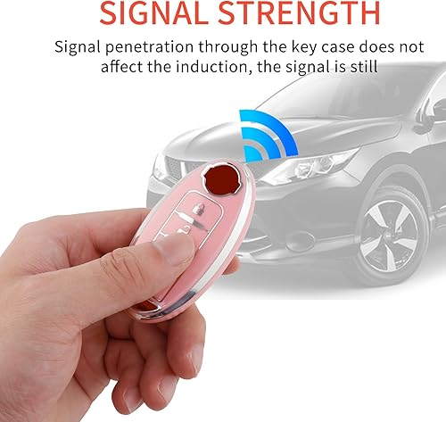 Miniatura 5 de YO&YOYE Funda rosa para llavero para Nissan Altima Rogue Sentra Pathfinder Frontier Maxima Titan Murano Kicks Juke Versa Armada GTR 370Z Leaf (4