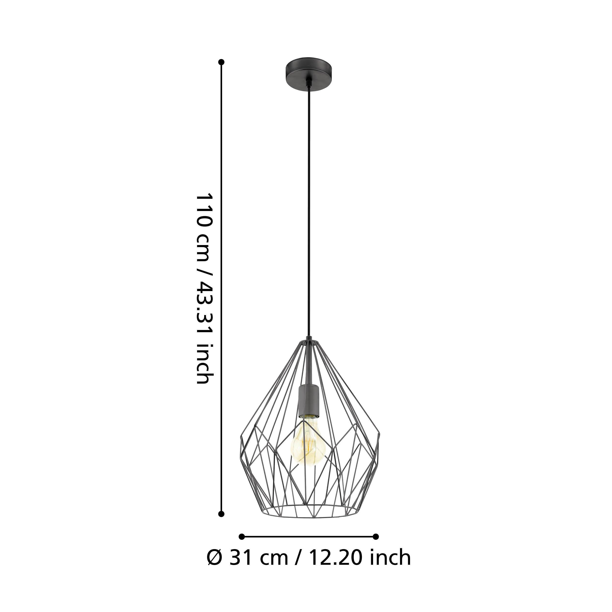 EGLO Pendellampe Carlton, 1 flammige Vintage Pendelleuchte
