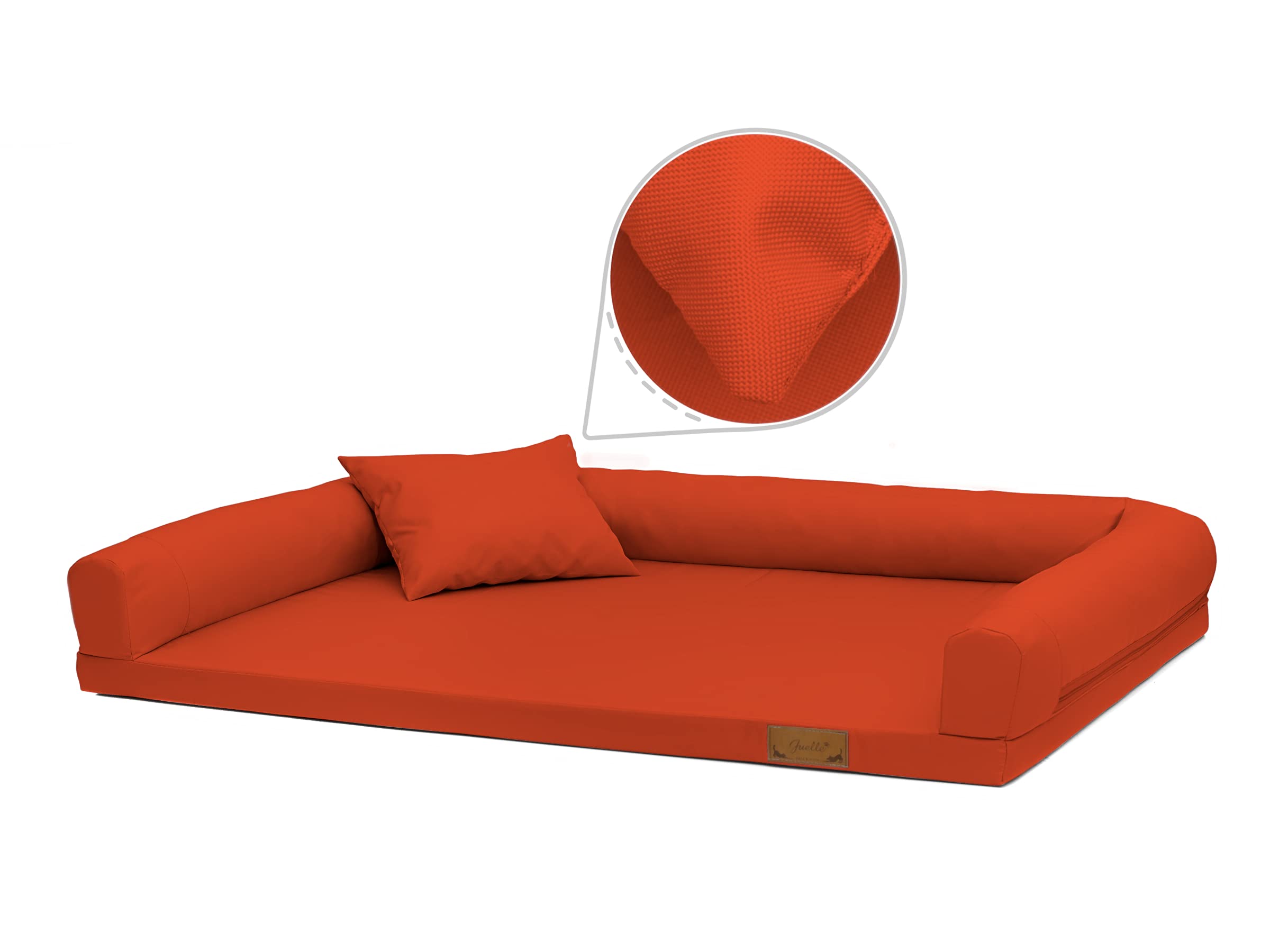 Juelle Cama Ortopédica para Perros Grandes, Colchón Ergonómico con Laterales para Perros Grandes, Funda Extraíble, Lavable a máquina, Lucky 2XL (Tamaño: XXL - 145 x 105 cm, Naranja)