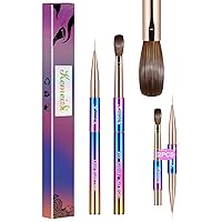 Vista 15 de Kolinsky - 2 pinceles de uñas acrílicas, tamaño #08/02, pinceles de arte de uñas para aplicación de polvo, mango resistente, forma ovalada