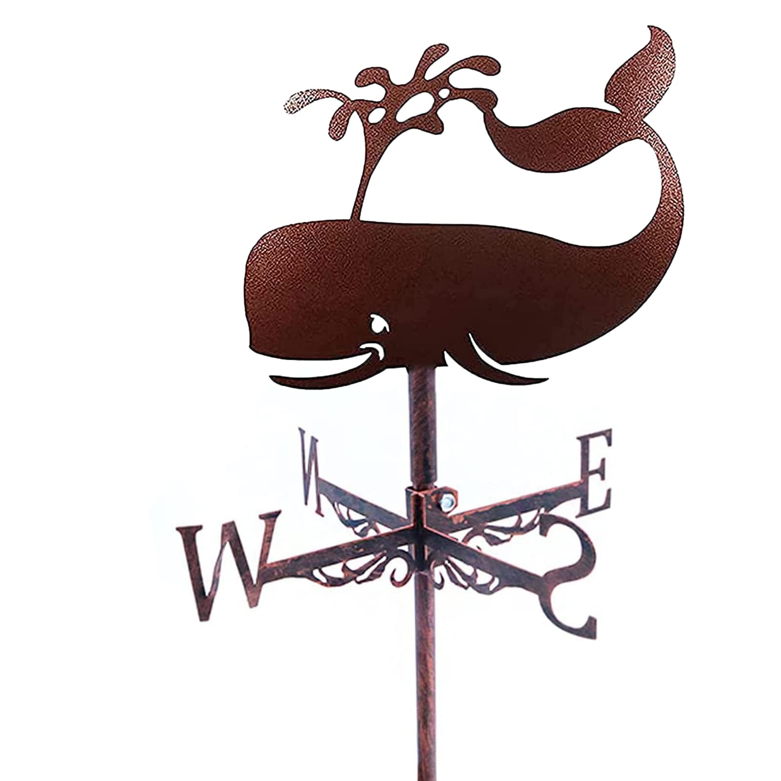 WIQUYBML Metal wind vane Creative Dolphins Shape Weather Vane Wind Direction Indicator with Roof Mount Weathercock for Garden Farm Yard