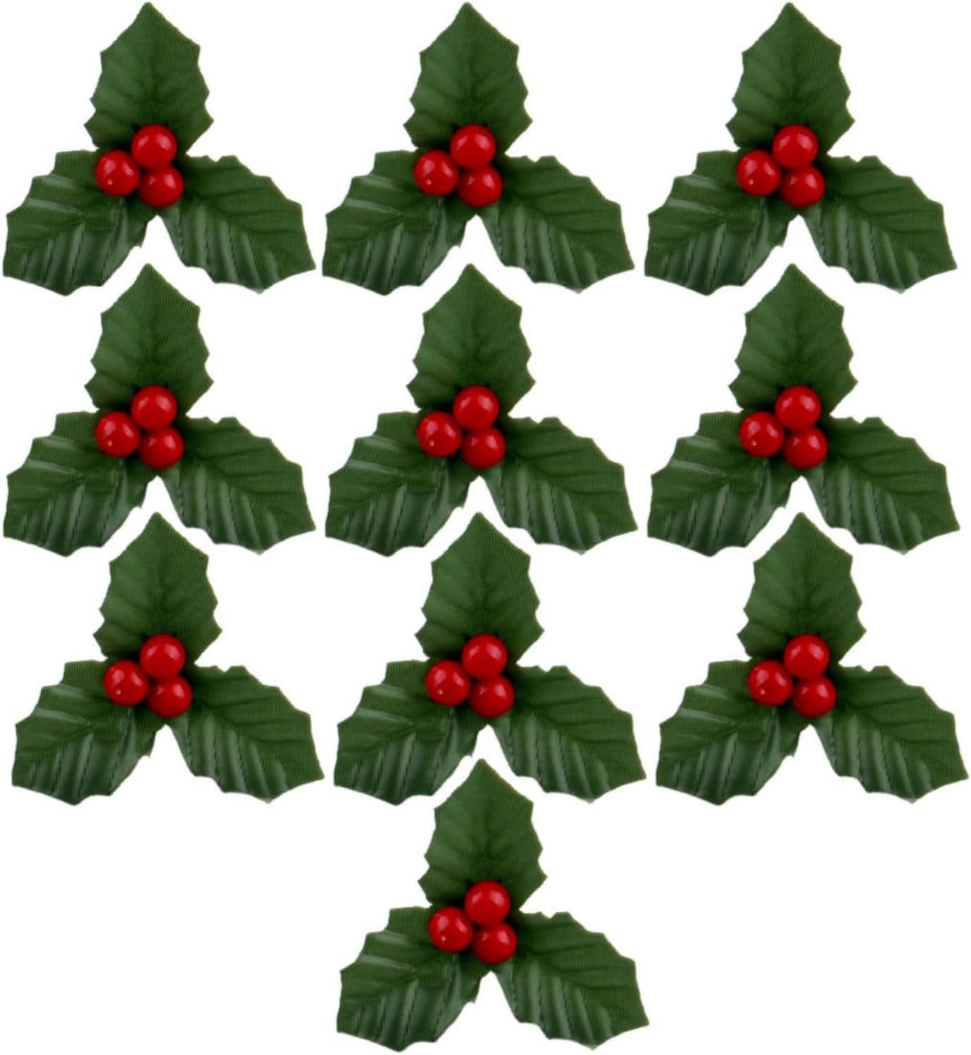 Nlinlin Red And Green 10 Pcs Christmas Holly Berries Faux Berry Flowers With Leaves Xmas Berry Picks Christmas Wreath Branches Vase Fillers, Artificial Flowers