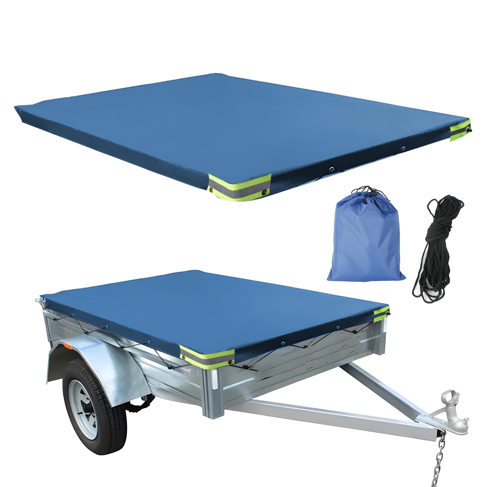 Wasserdichte Anhängerabdeckung 420D Oxford - 208x114x13 Cm Plane Mit Seil Für Transport & Lagerung