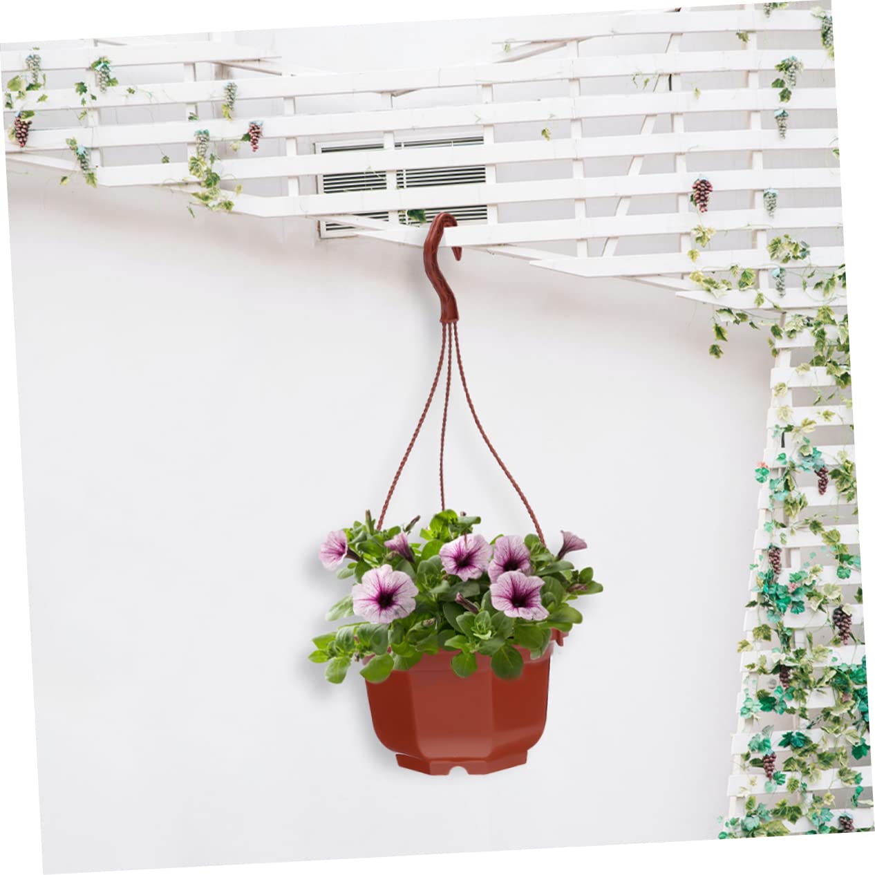 Lot de 15 pots de fleurs à suspendre avec crochets – Pots de fleurs ronds en plastique pour intérieur et extérieur faciles à accrocher pour décoration de maison et de jardin
