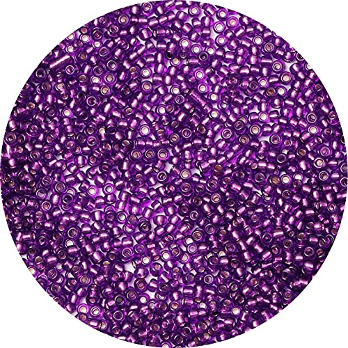 Yholin 2000pcs Glass Seed Beads Bulk,4mm 6/0 Craft Seed Beads Small Pony Beads for DIY Craft Projects Bracelet Necklace Jewelry Making - Transparent Dark Purple Waist Beads Spacer Beads with Tweezers