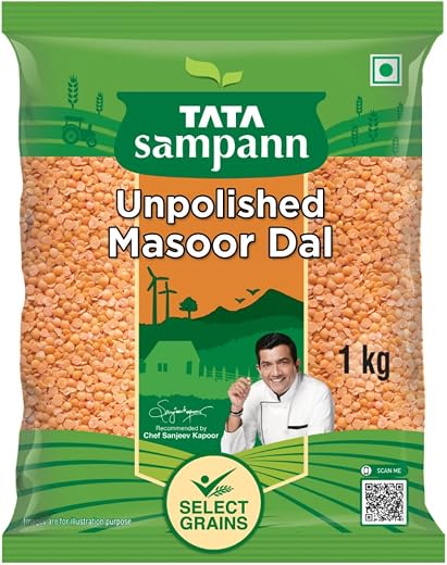 Tata Sampann Unpolished Masoor Dal (Split), 1kg