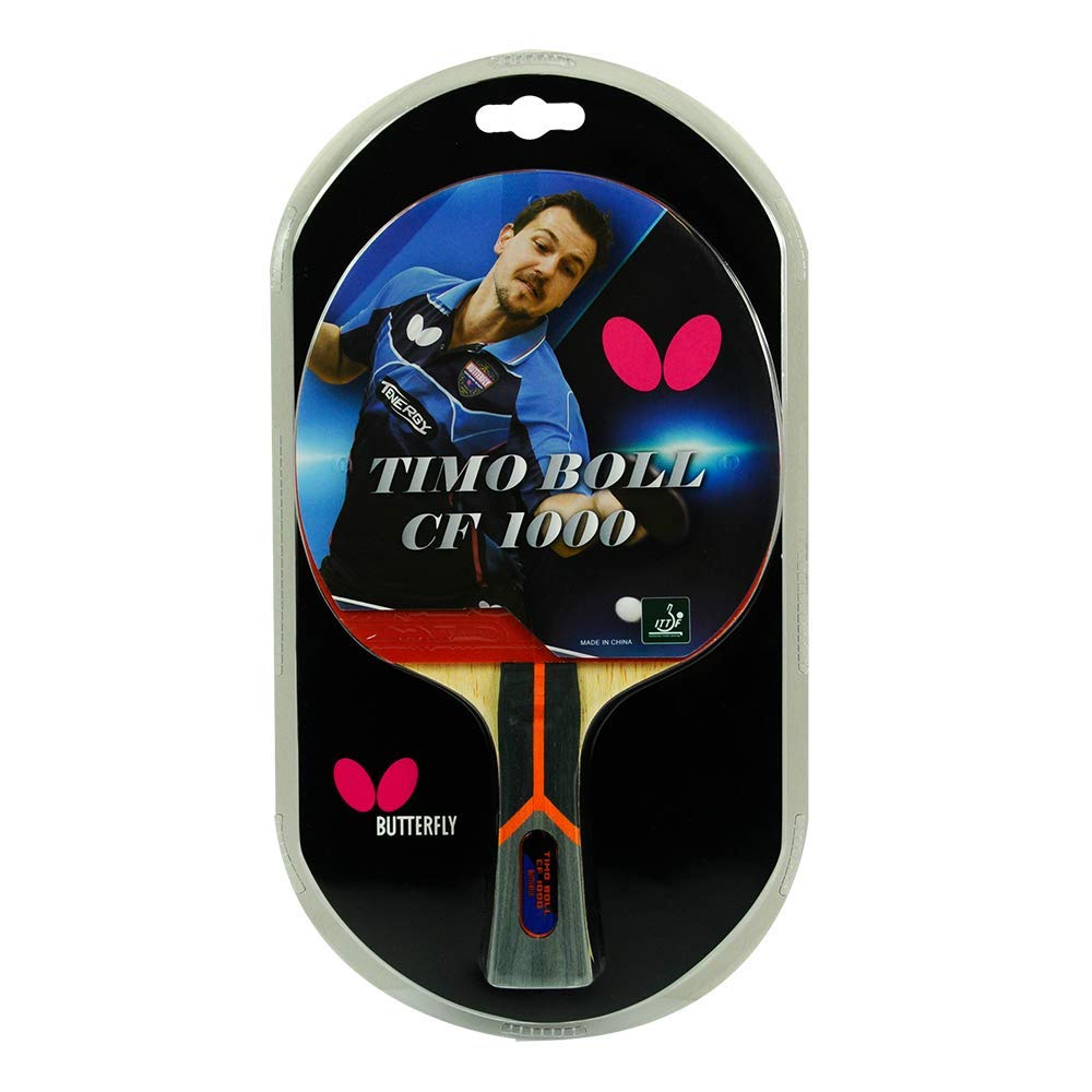Timo Boll Carbon Fiber Ping Pong Paddle | ITTF Approved Table Tennis Racket | Ping Pong Sponge and Rubber | Carbon Layers in Ping Pong Racket for Power | Professional Ping Pong Paddle