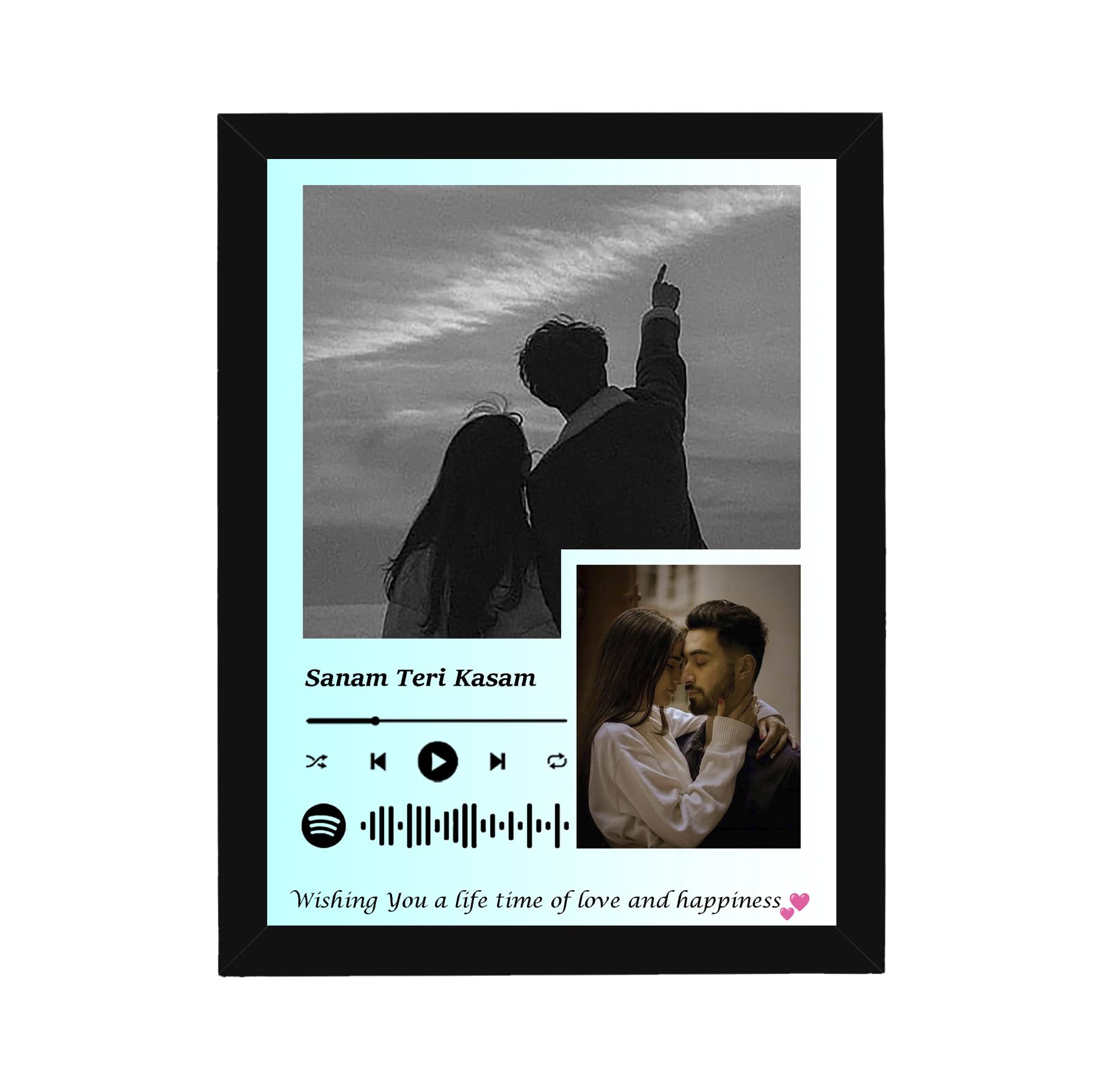FA6 Wood Personalized Spotify Photo Frame With Photo Upload, 5 X 7 Inch Wall Photo Frame With Spotify Song & Barcode For Couple, Birthday Gift,1 Piece, Turquoise & White, Rectangular (B0CMV85W54) Amazon Price History, Amazon Price Tracker