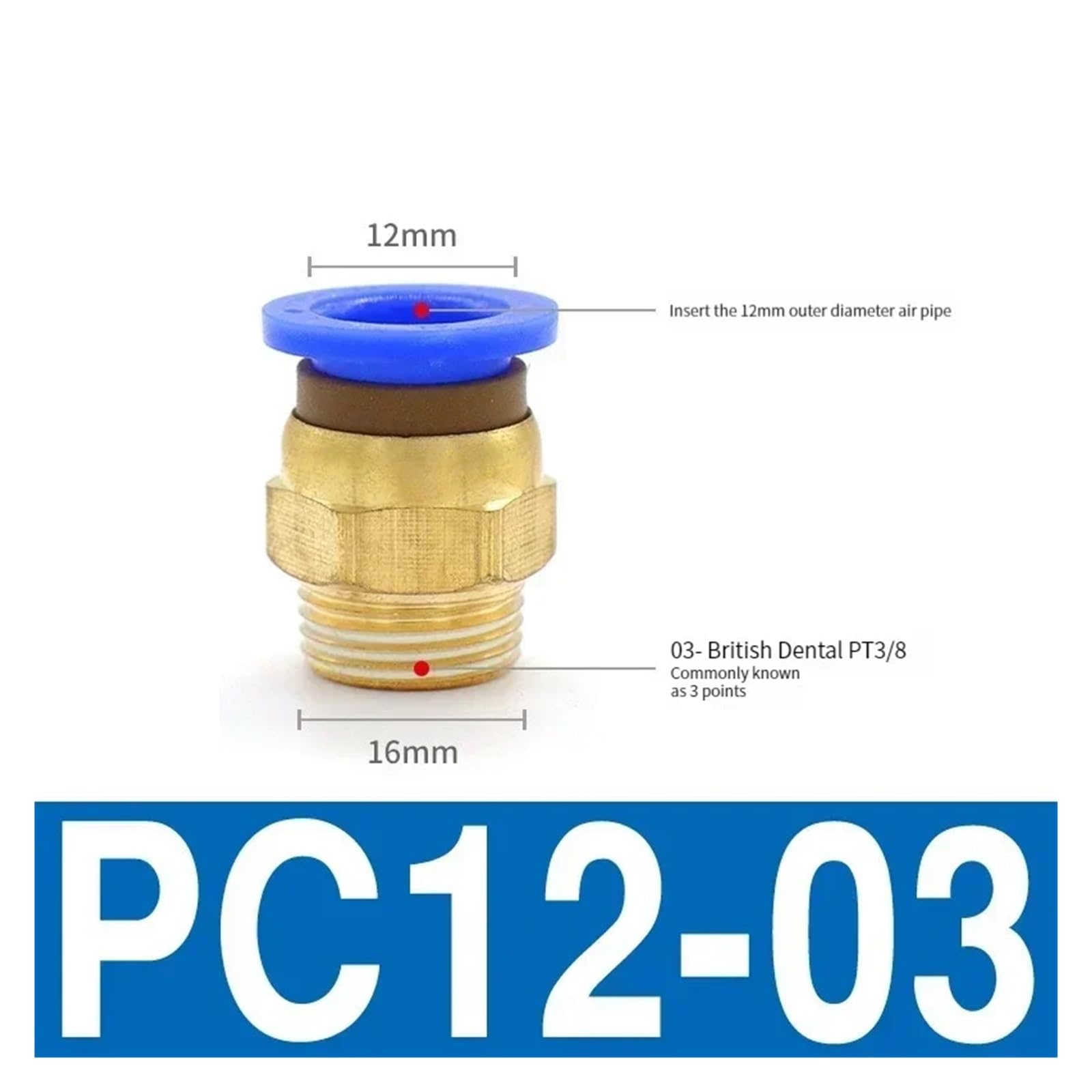 10 Stück Pneumatikverbinder PC 4mm 6mm 8mm 10mm 12mm Gewinde M5(Pc12-03)