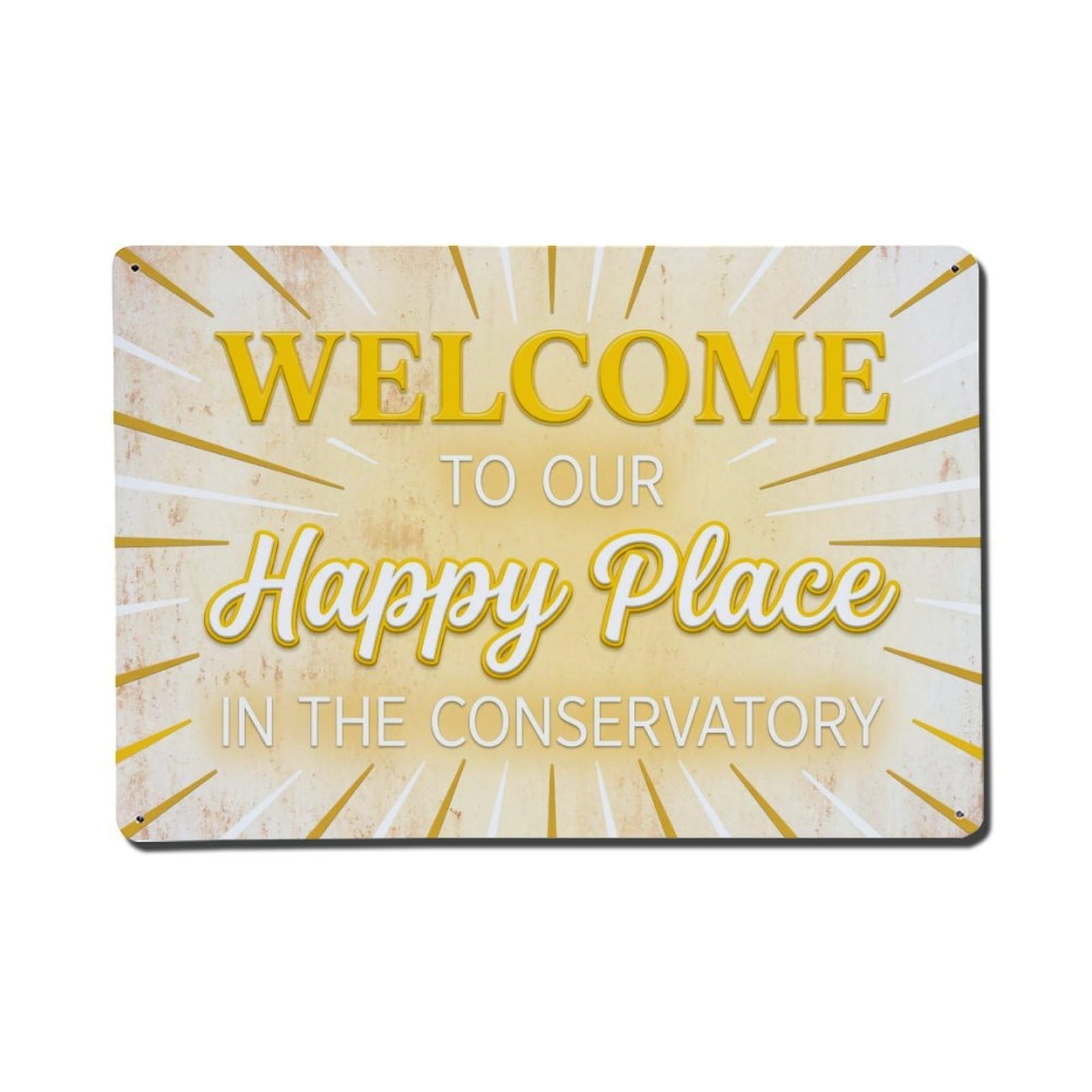 Welcome To Our Happy Place Sunroom Conservatory 1 Metal Tin Sign Plaque Wall Decor for Cafe, Club Bar, Office, Home Garden Metal Poster 8x12Inch