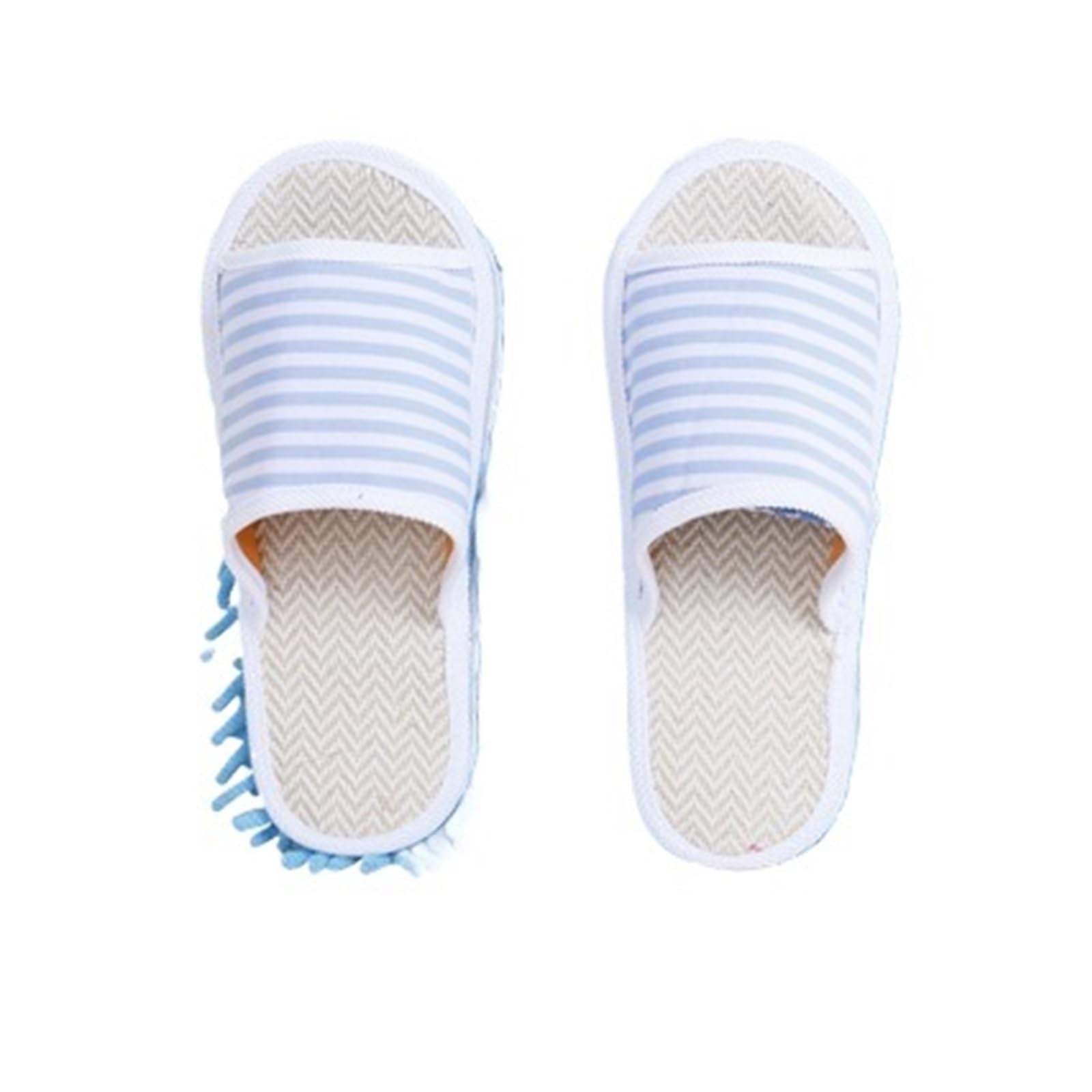SFQEVHRZ Mop Slippers， Detachable Linen Floor Cleaning Slippers Spring Summer Washable Lazy Shoe(Blu,L size 42 44)