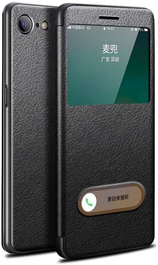 Étui iPhone SE 2 rabat magnétique noir antichoc et protection écran