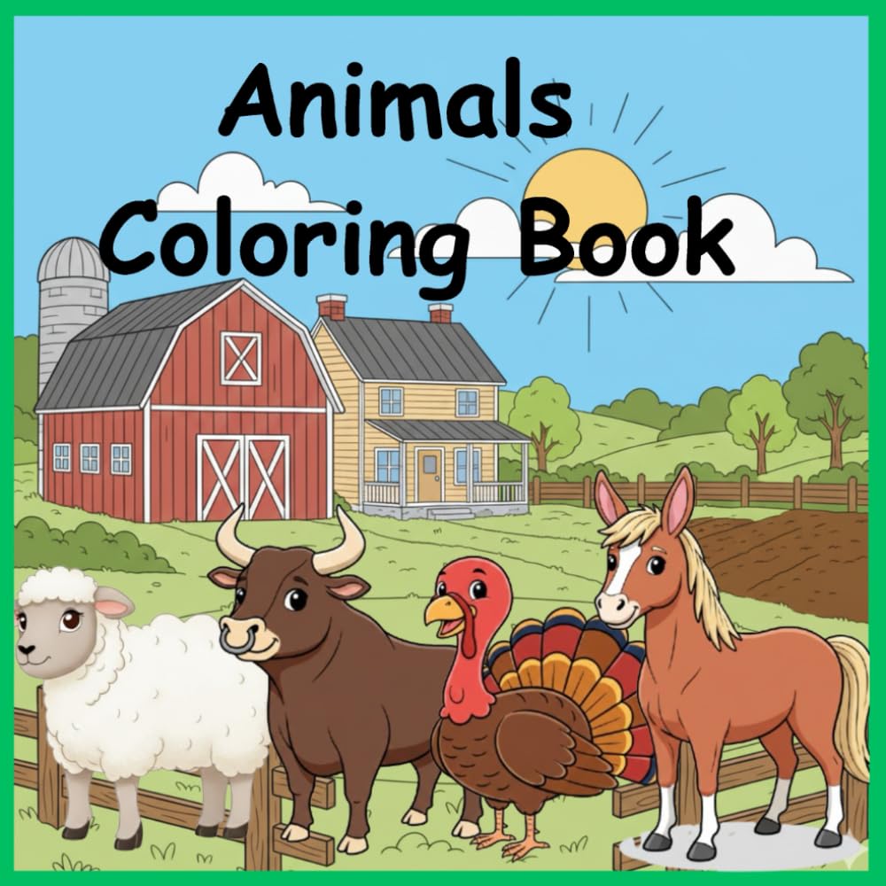 Farm Animals Coloring Book: Easy Farm Animal Coloring Book with Simple Designs for Kids