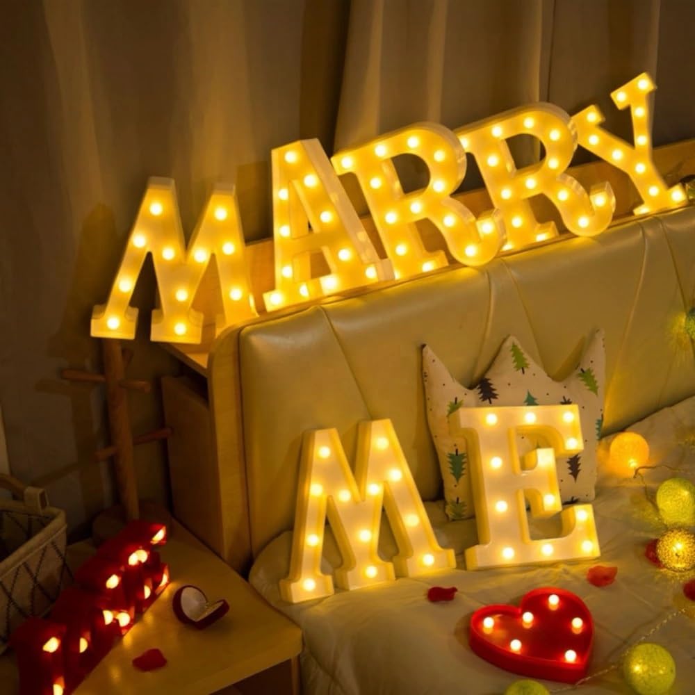 4-stopowe Oświetlenie Literowe LED Z Alfabetem „Marry Me & I Do” Podświetla Litery Na Noc, Lampę Weselną Specjalne Okazje, Dekorację Domu(Marry me,100cm/3.3ft)