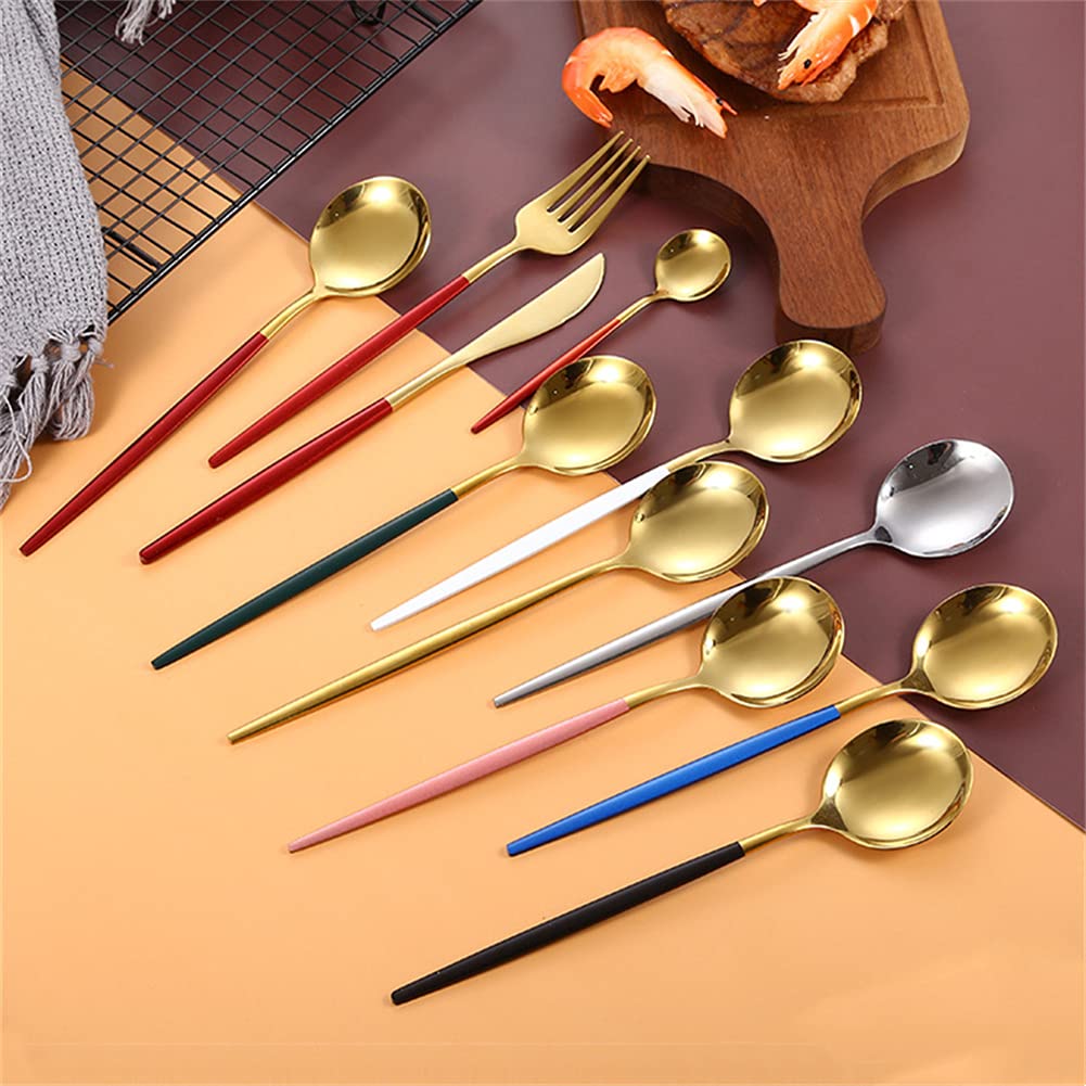 Ensembles De Couverts, Ensemble De Couverts 24 Pièces, Service pour 6, Ensemble d'argent en Acier Inoxydable pour La Maison/Bureau/De La Fête, De La Boîte-Cadeau Haut De Gamme,Pink Gold