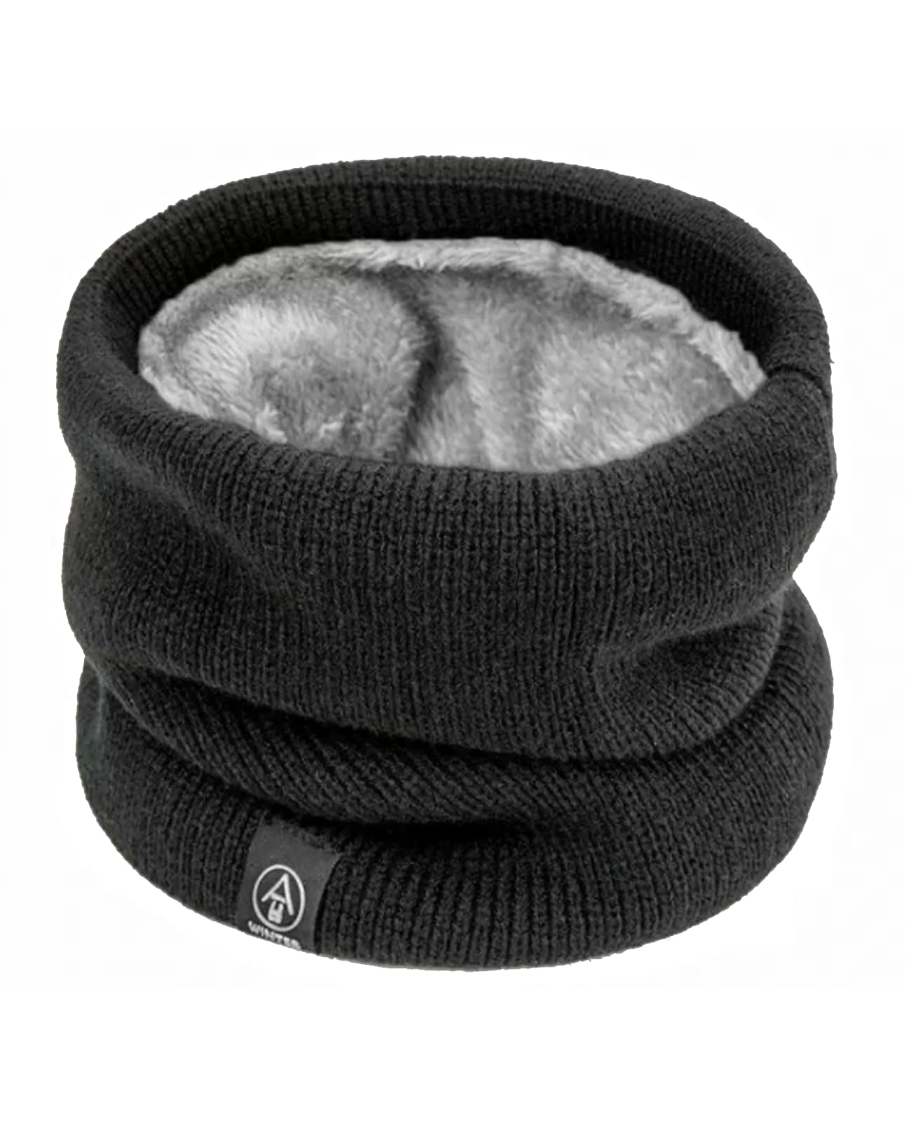 Atnayo Unisex Black Neck Warmer, Fleece-Lined Thickened Neck Gaiter For Men Women Winter Thermal (Black)