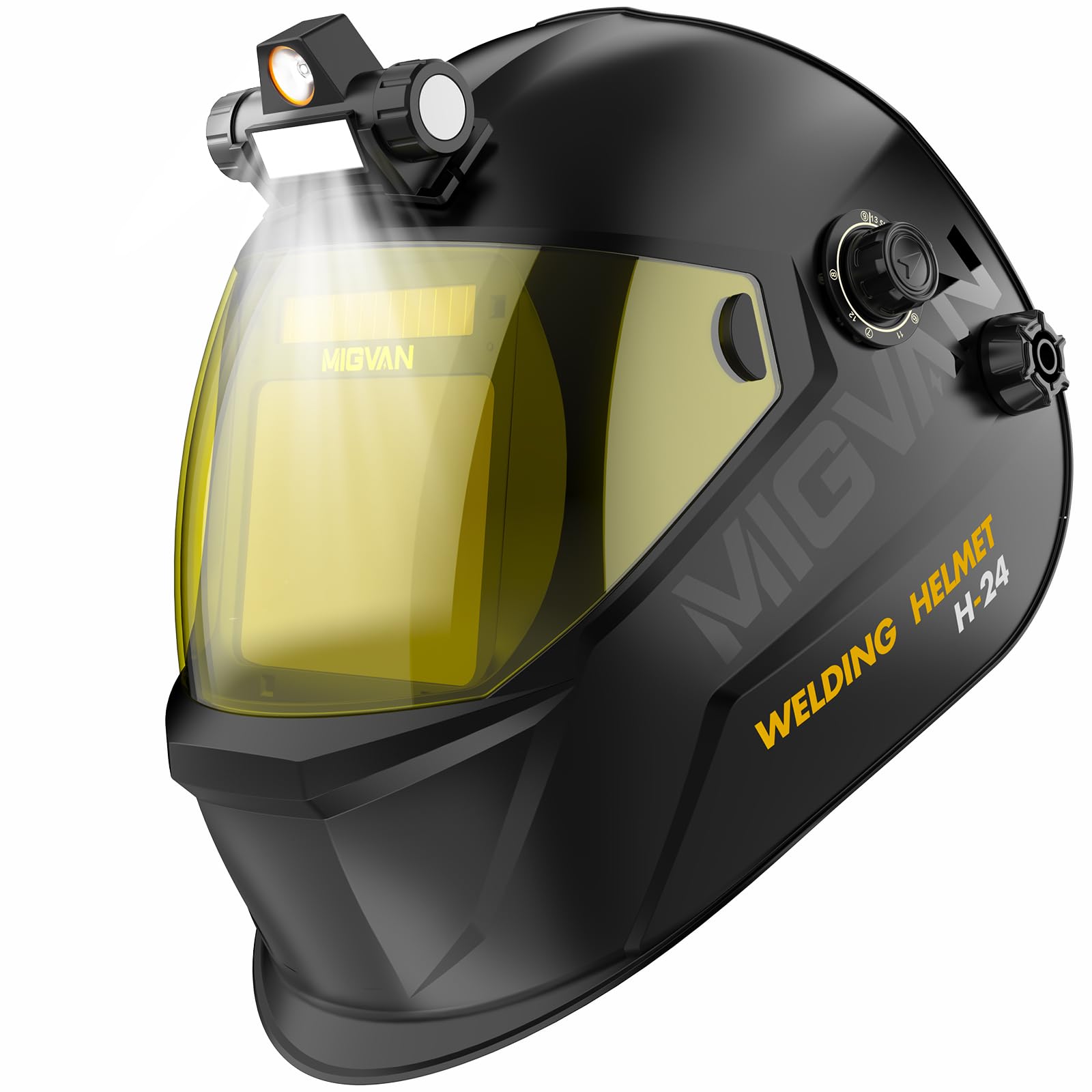 MIGVAN Welding Mask with Light, True Color Auto Darkening Welding Helmet Large View, Solar Powered Welding Hood, 4 Arc Sensor Wide Shade 4/5-9/9-13 for Stick MIG TIG Cut — image 1