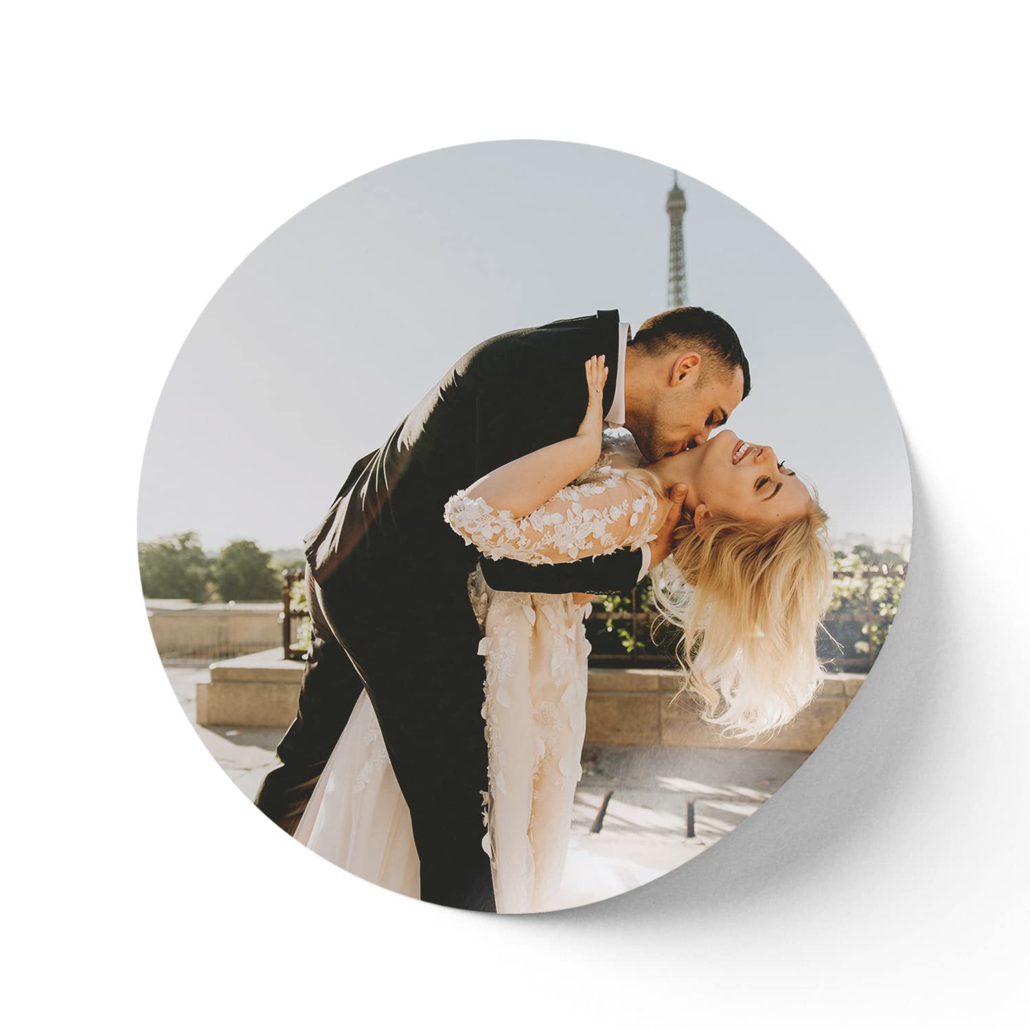 Pack de 200 pegatinas adhesivas Personalizadas con FOTO para bodas | Regalo ideal como detalle de invitados | Forma circular | Tamaño 45 mm de diámetro (Blanca Foto 200)