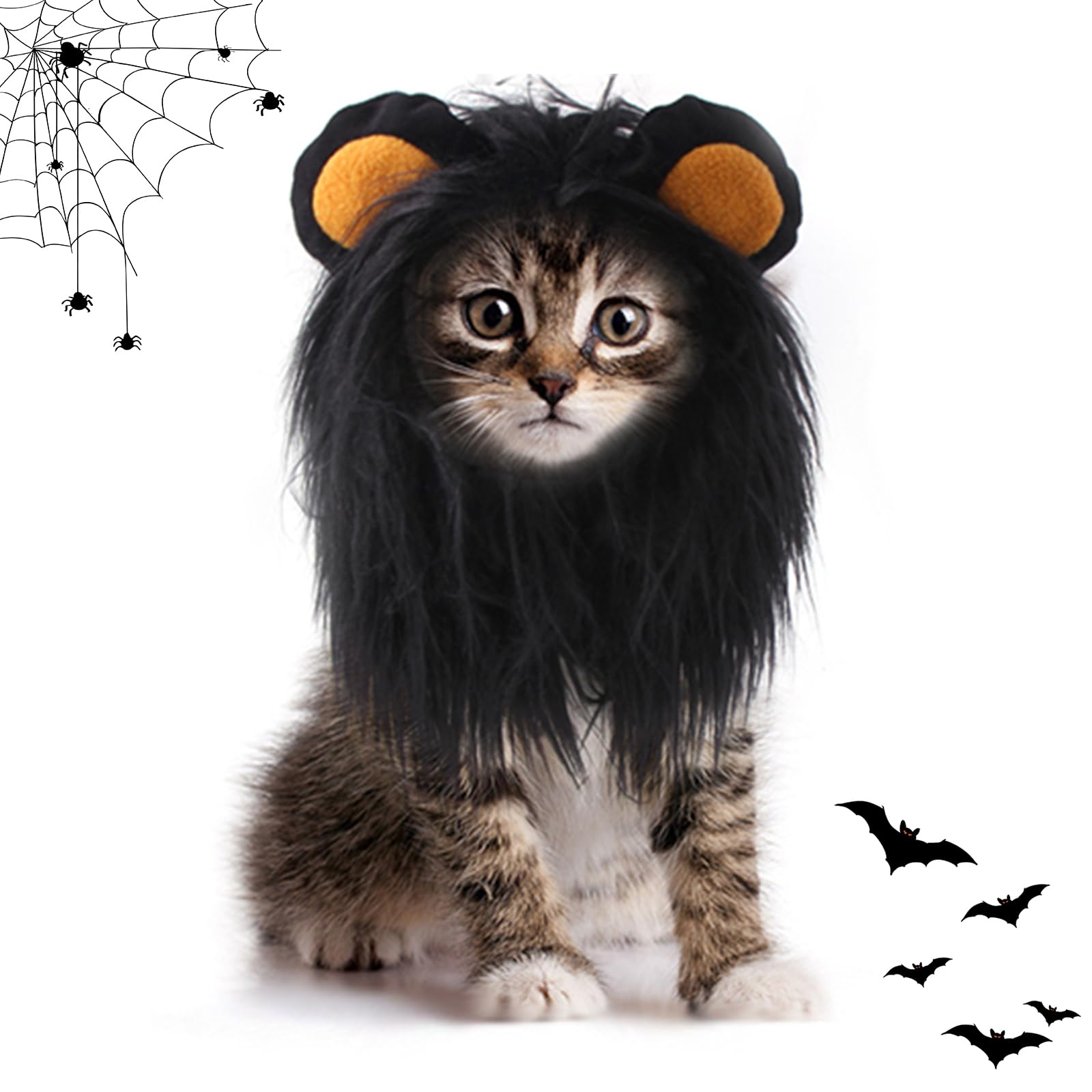 Melena de León para Perros,Disfraces Gato para Halloween,Disfraz de Crin de León para Gatos,Disfraz de Halloween para Mascotas,Divertido Leon Mane para Gatos y Perros (M)