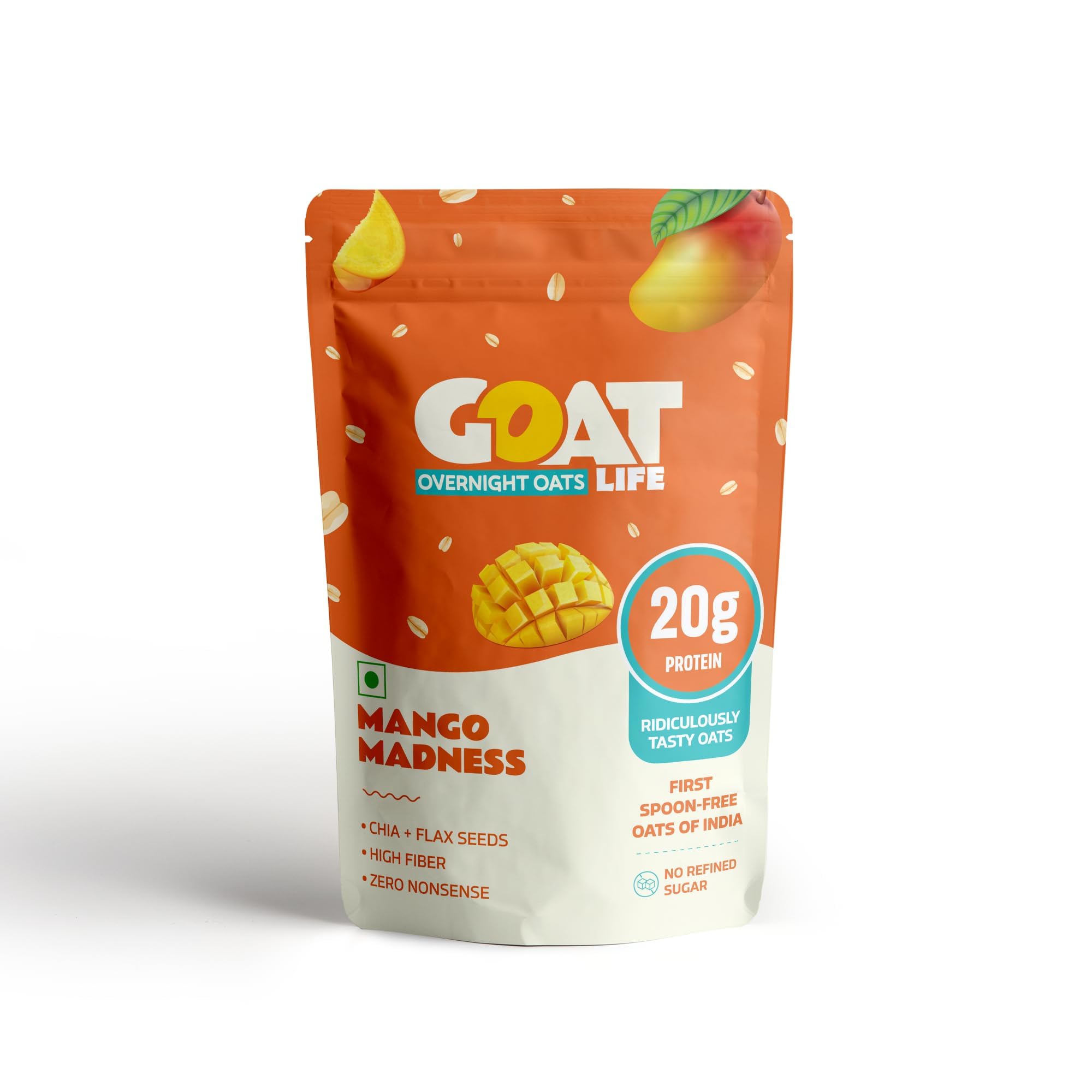 GOAT Life Overnight Oats 1.035kg with Sipper Bottle | High Protein (20g, 10g) | Pack of 15 | No Refined Sugar | Natural Breakfast Cereal | Ideal for Weight Management | Spoonfree Oatmeal