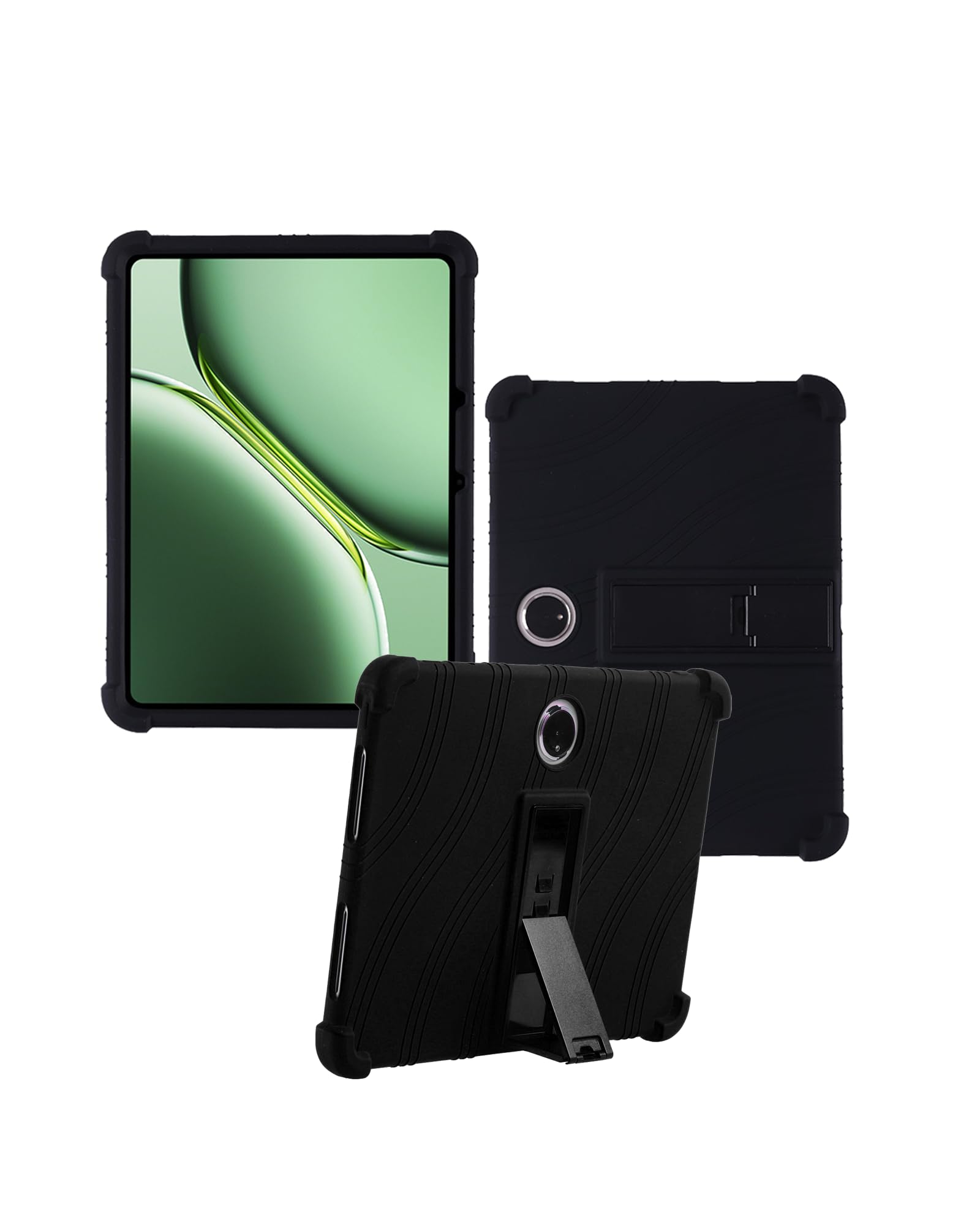 Case for Oneplus Pad 2/Pad Pro 12.1 inch 2024 New Tablet PC Android 14- Soft Silicone Shock Proof Lightweight Stand Rubber Shell Protective,Kids Friendly Soft Silicone Adjustable Stand Cove,Black