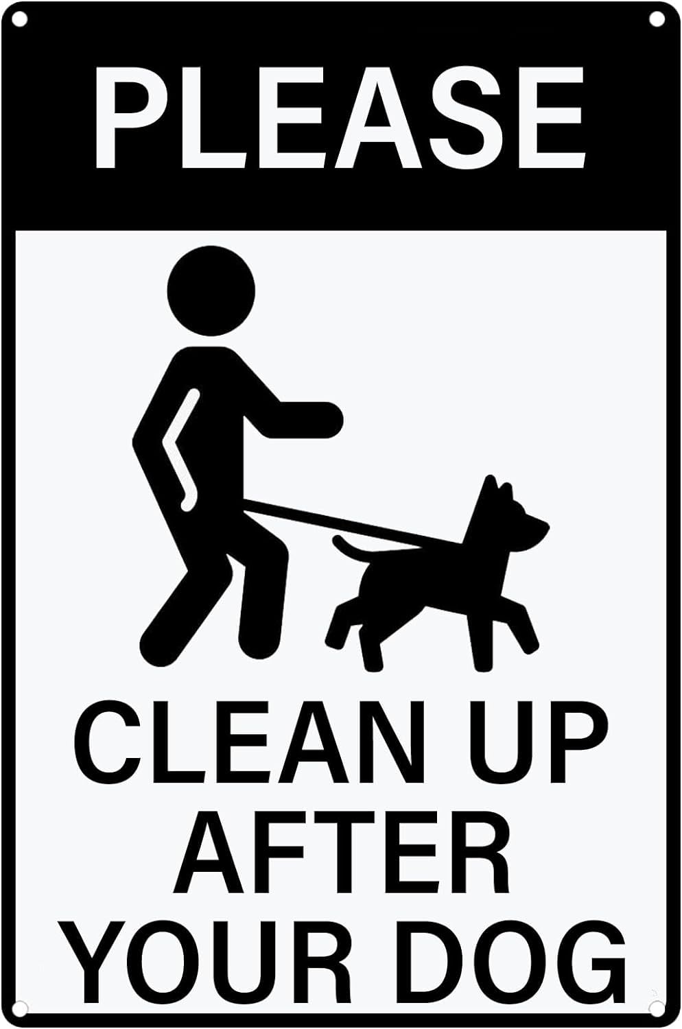 Metal Tin Sign Please Clean Up After Your Dog Funny Dog Wall Decor Warning Metal Signs for Home Bar Pub Kitchen Garage Restaurant Wall Decor Plaque 8x12 Inch
