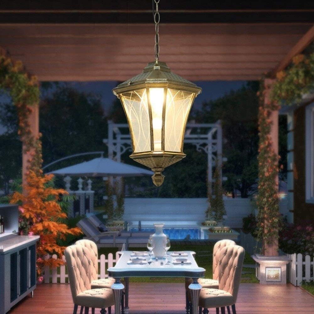 Zewnętrzna aluminiowa lampa wisząca Tradycyjne zewnętrzne sufitowe lampy wiszące 1 × E27 Vintage Antyczne aluminiowe wykończenie Przedpokój Ogród zimowy Balkon Weranda Żyrandol Interesting