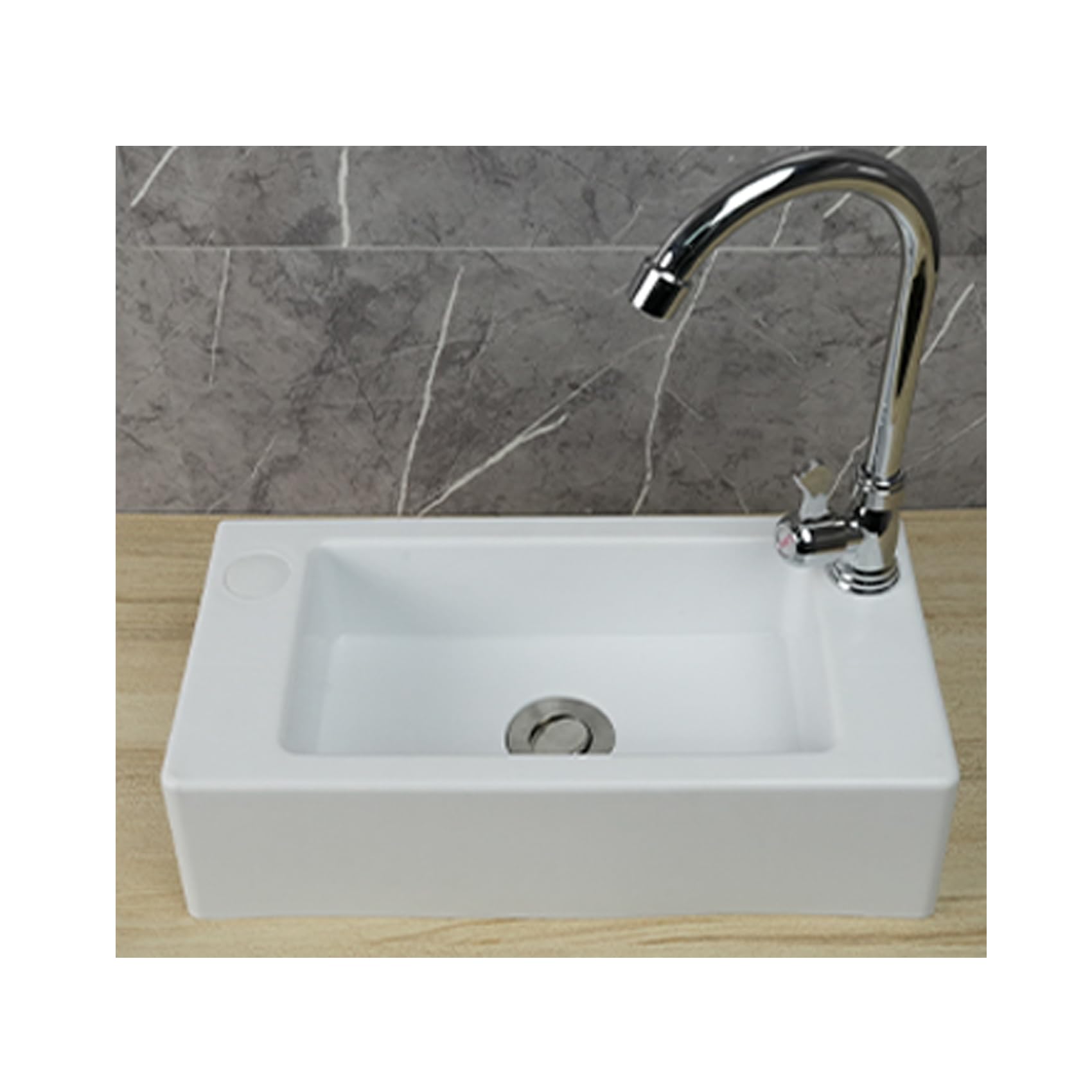 Small Bathroom Sink, Rectangular Basin, 40x20x11cm/16x8x4inch C Cold Tap