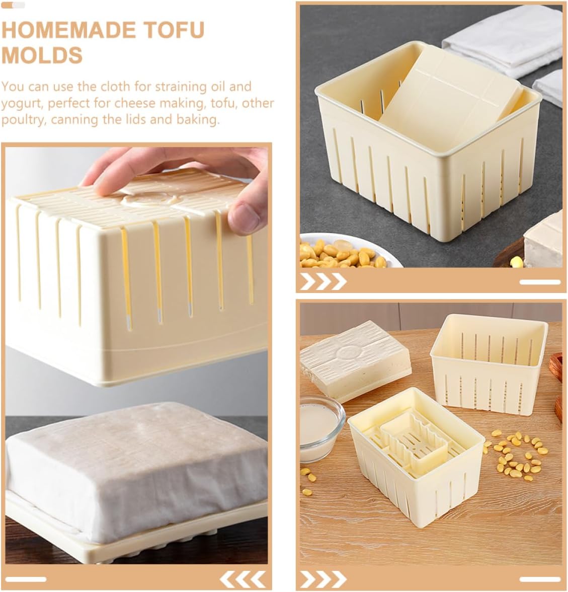 3sets Soybean Curd Molds Tofu Pressing Molds Diy Moulds for Making Easy to Use