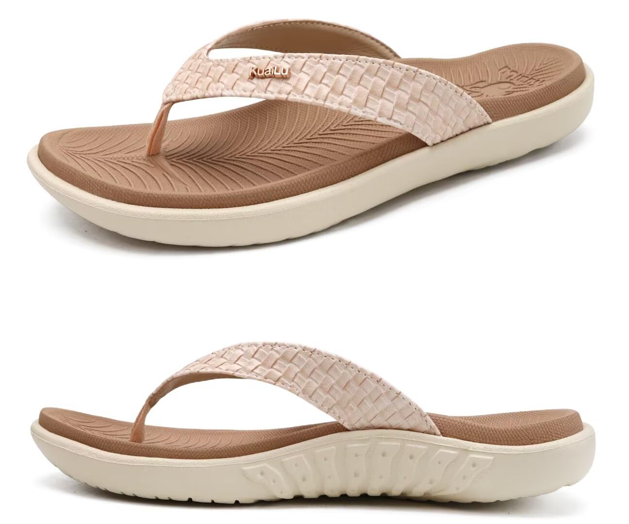 KuaiLu Womens Flip Flops Arch Support Yoga Mat Cushioned Thong Sandals