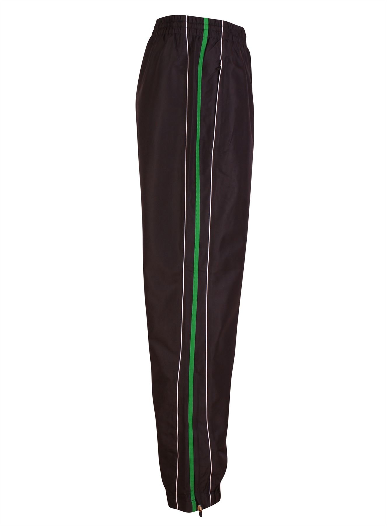 Gazelle Sports Mens Tracksuit Jog Pants Jogging Bottoms Trousers Joggers Cuffed Hem Zip Pockets, (Black-Green, 2XL)