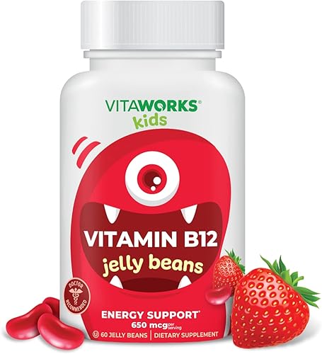 VitaWorks Vitamina B12 650 mcg de gelatina para niños, sabroso sabor natural de bayas, vegano, sin OMG, sin gluten, sin nueces, suplemento
