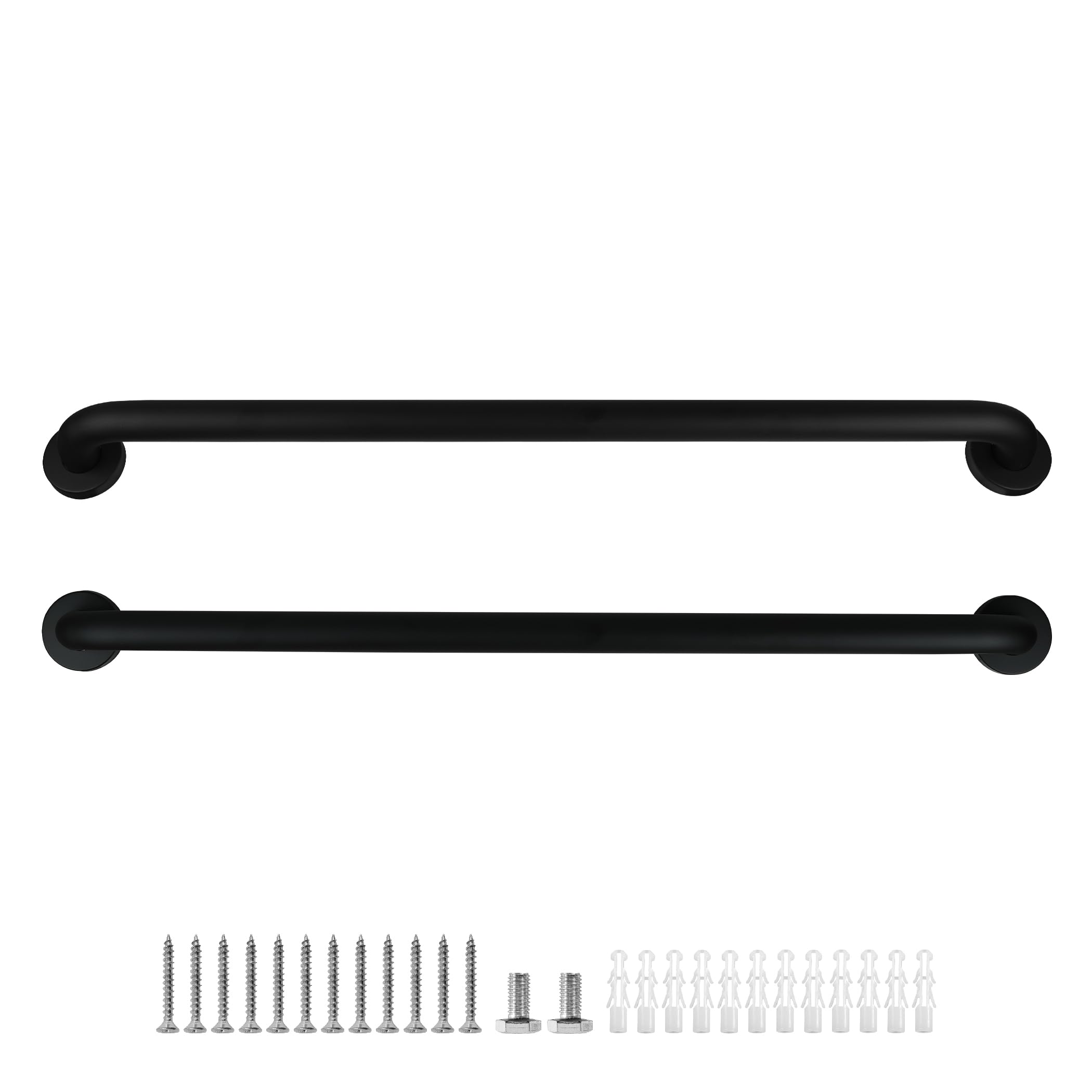 Barra de agarre para ducha, paquete de 2 barras de agarre negras de 32 pulgadas, barras de agarre de acero inoxidable de 1.25 pulgadas de diámetro para bañeras y duchas, barra de agarre de