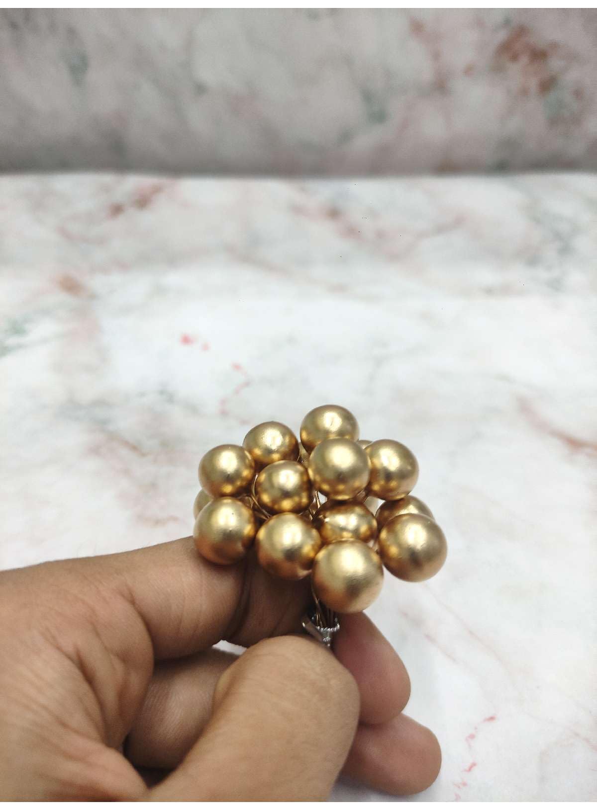 CAKE DECOR™ Gold Pearl Faux Ball Toppers For Cake and Cupcake Decoration - (20pcs Pack) - Image 2 thumbnail