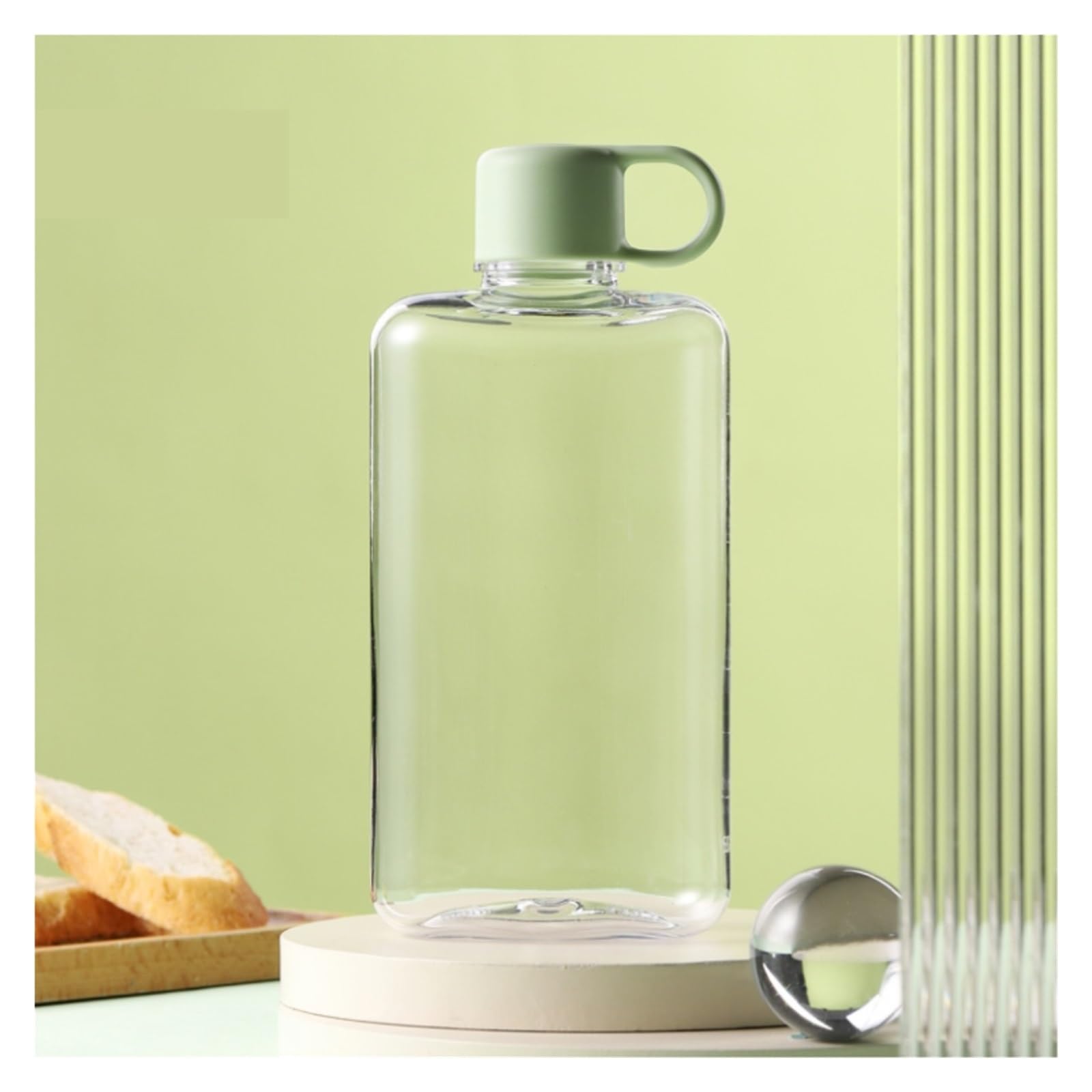 Botella Agua Gimnasio Taza De Agua Portátil De Mano Portátil De Pequeña Capacidad De Color Sólido Transparente De Tetera De Plástico Simple Botella Agua Deporte(Grün,15cm)