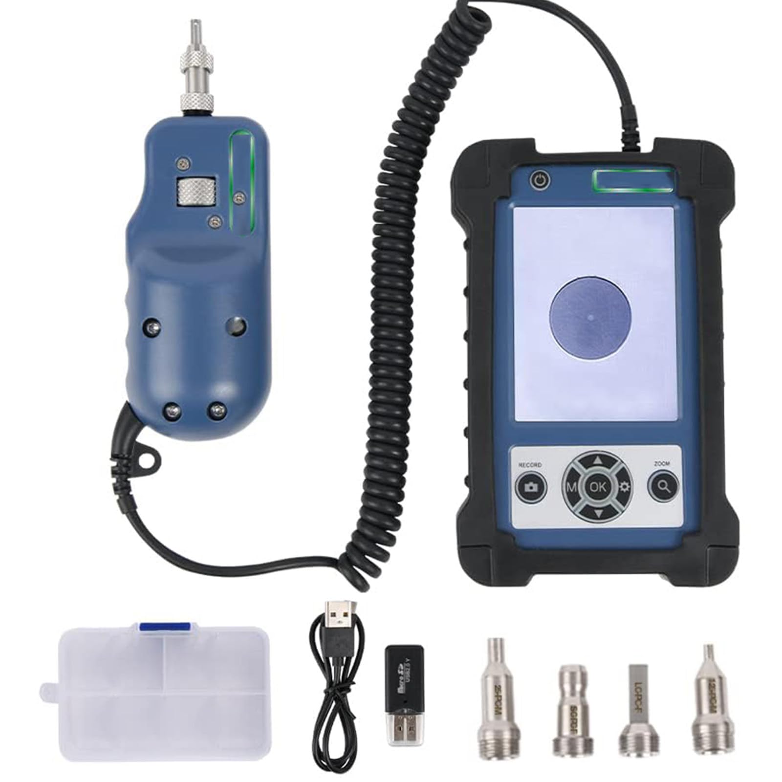 Kit de microscopio de inspección de fibra óptica, aumento de 400X con monitor de pantalla de 3.5 pulgadas, sonda portátil para pruebas de cables de red