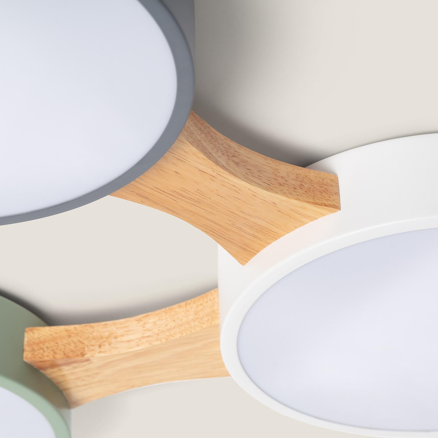 Plafoniera LED Design Nordico 30W LEDKIA | Metallo E Legno Con CCT Regolabile 2700-6500K | Lampada Moderna Per Soggiorno E Cucina